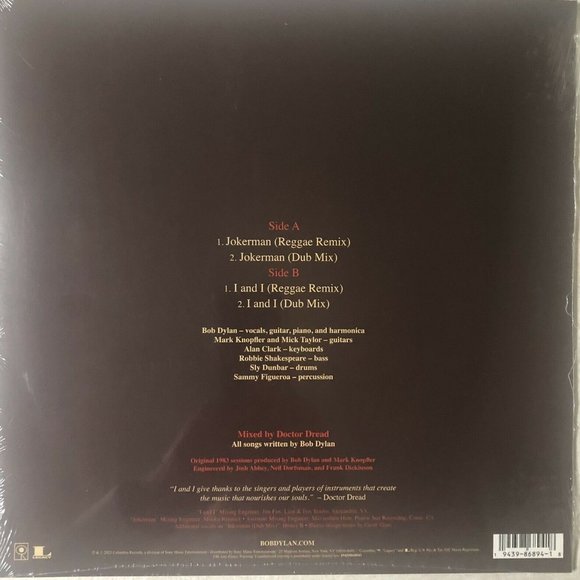 Bob Dylan Jokerman / I And I (Remixes) 12" Vinyl ~ RSD 2021 ~ Ltd Ed ~ Sealed! - Picture 2 of 2